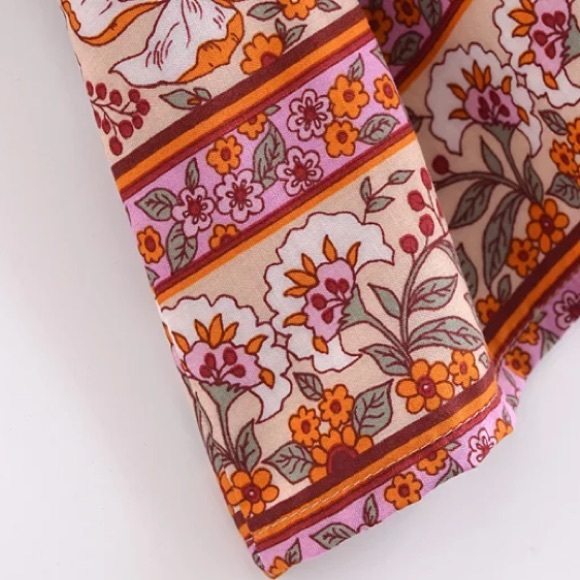 Wine Floral Bohemian Short Floral Kimono Wrap Top - Picture 11 of 12